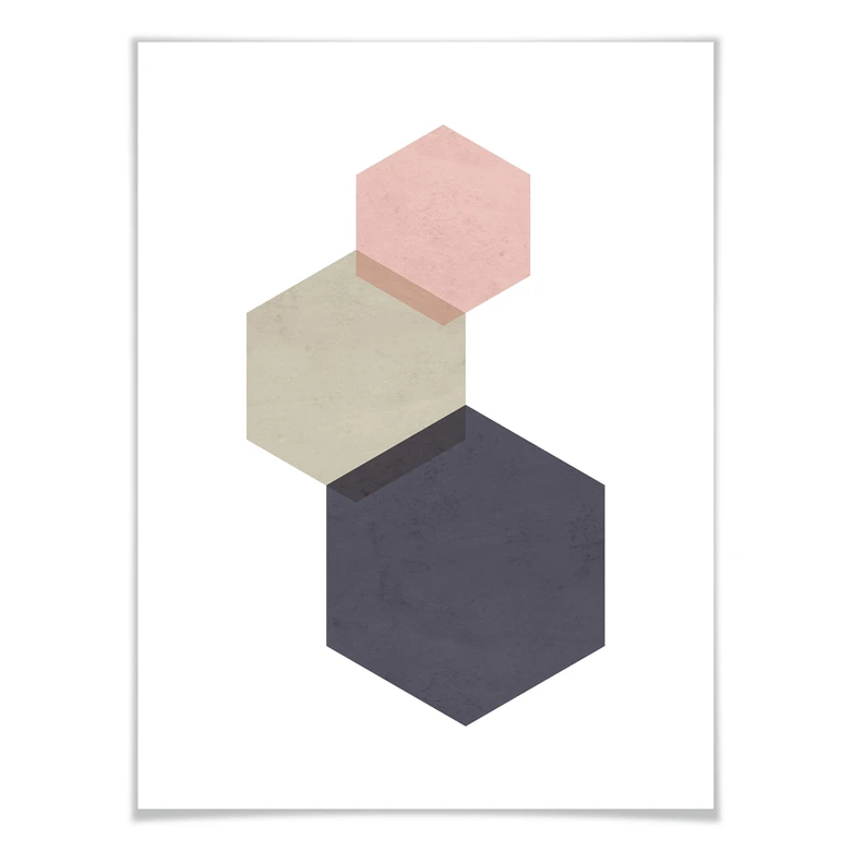 Poster Nouveauprints - Hexagones roses 
