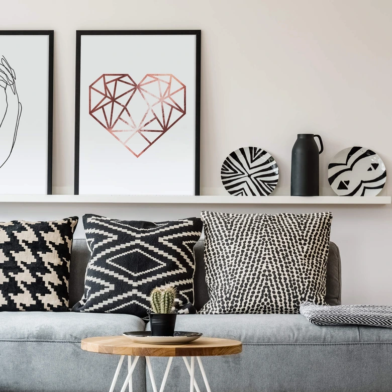 Póster corazón origami - look oro rosa 