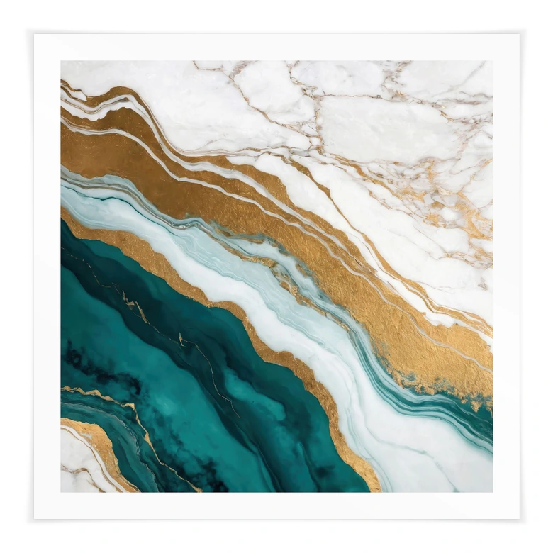 Poster Marmor-Fluss aus Gold und Jade - Alpenglow Workshop - Quadratisch 