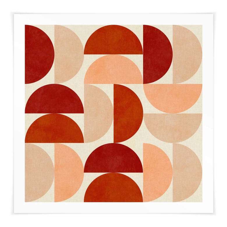 Poster Abstrakte Halbkreise in warmen Naturtönen - Bre - Quadratisch 