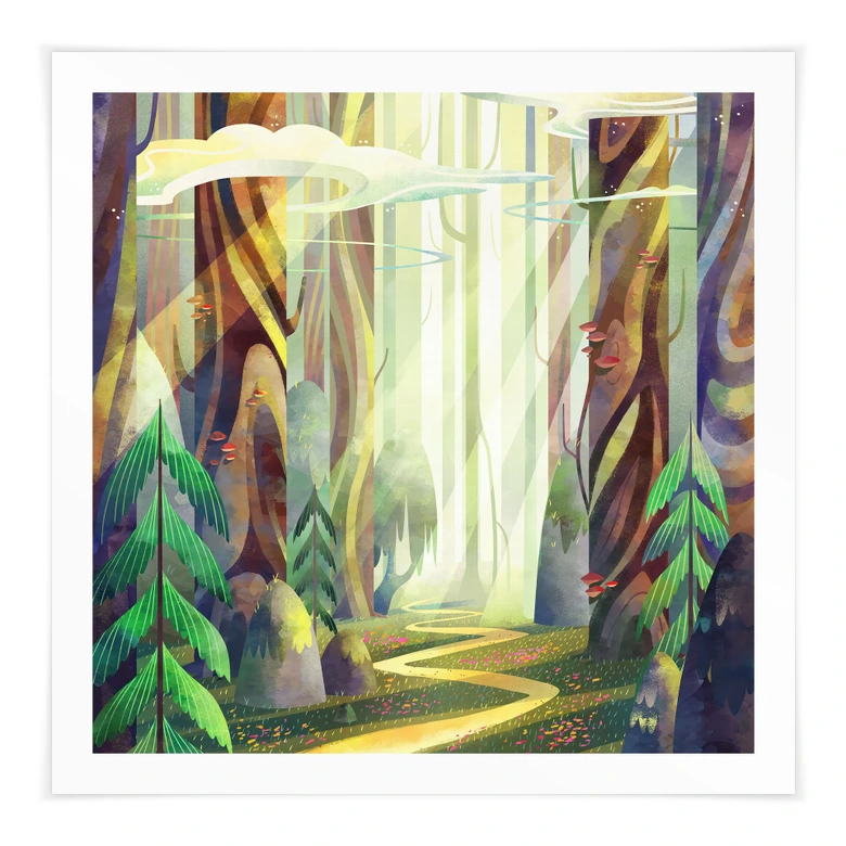 Poster Enchanted forest in the light - DigitalArtsi 