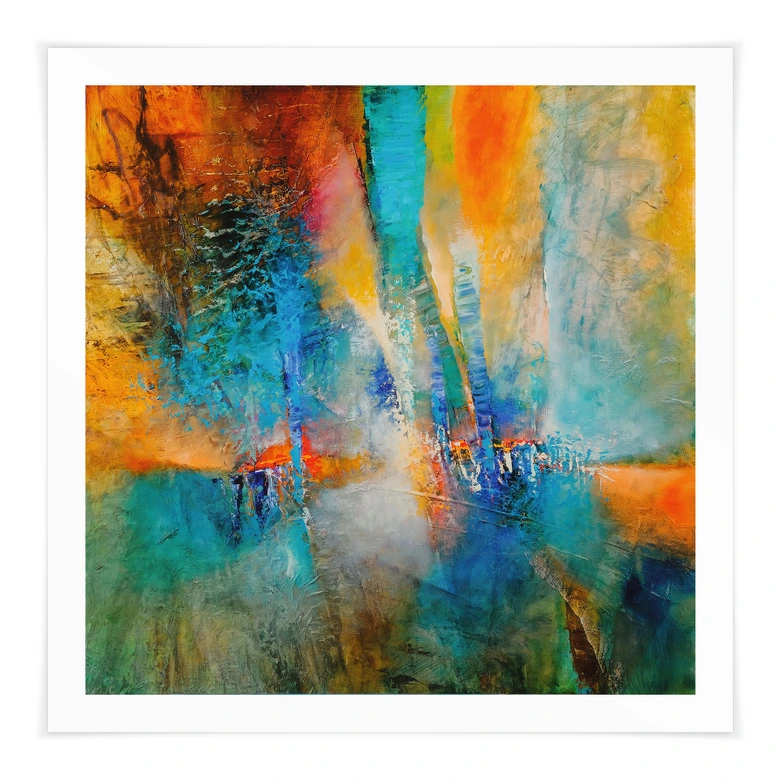Poster Urbanes Licht in Blau und Orange - Schmucker - Quadratisch 