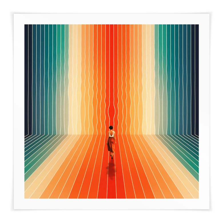 Poster Frau vor der Regenbogen-Kulisse - Taudalpoi - Quadratisch 