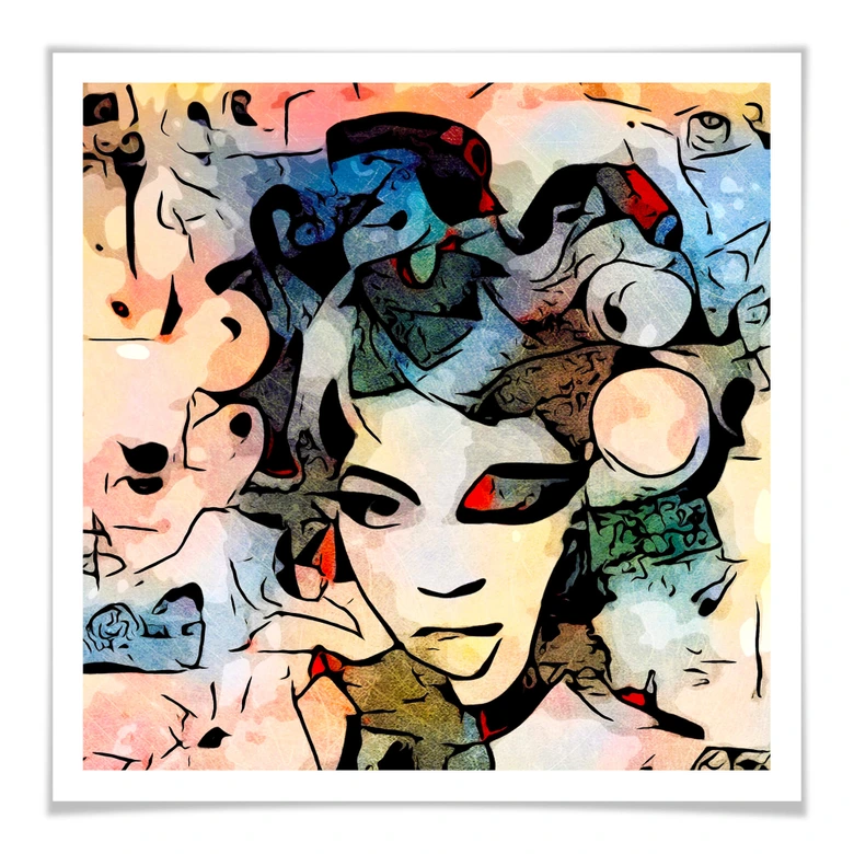 Poster Zamart - Hommage an Miro - Der Anruf - Quadratisch 