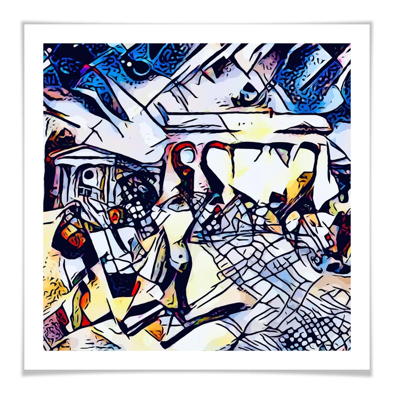 Poster Zamart - Kandinsky trifft Berlin Himmelblau - Quadratisch 