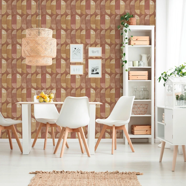 A.S. Création Geo Nordic Papier peint géométrique, Orange, Jaune, Crème 