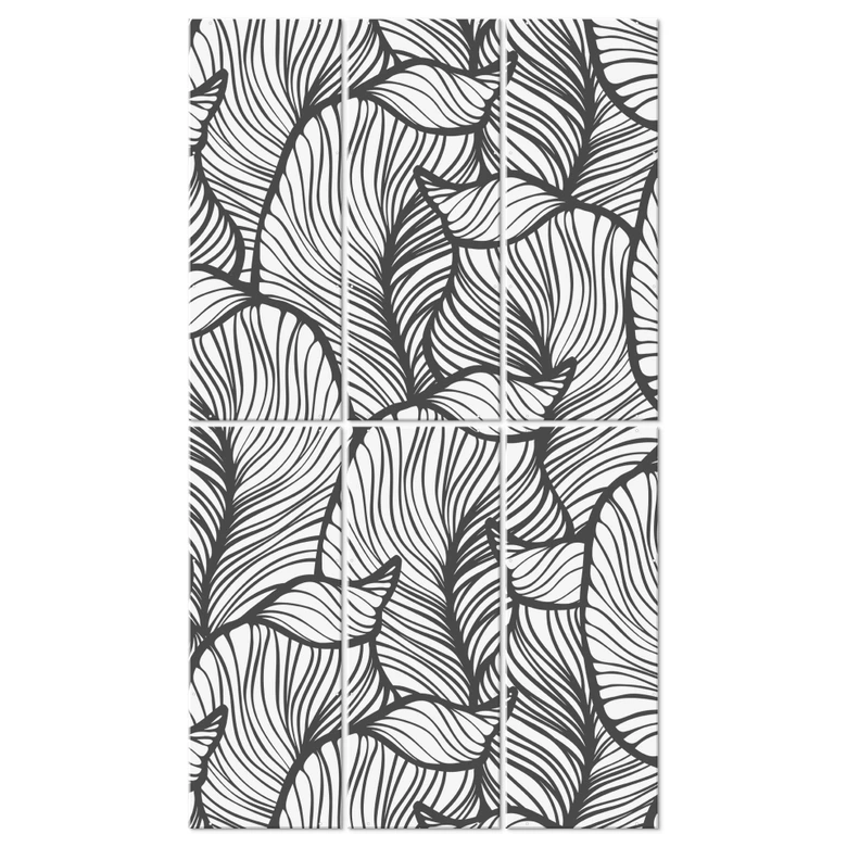 Séparation de pièce, paravent, paravent suspendu Florale Line Art - Feuilles 