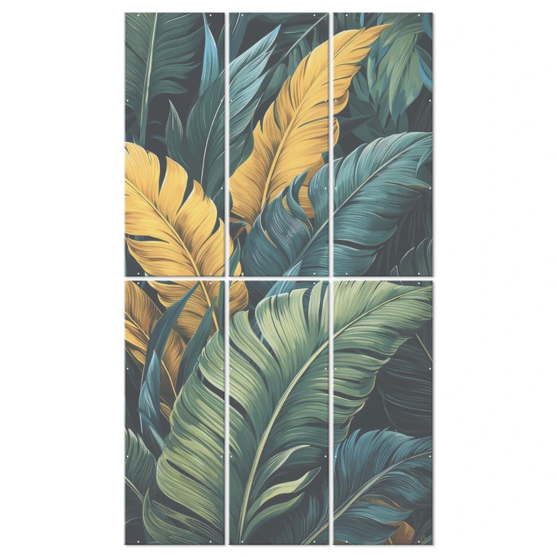 Séparation de pièce, Paravent, Paroi suspendue Feuilles de palmier multicolores - Jaszke 