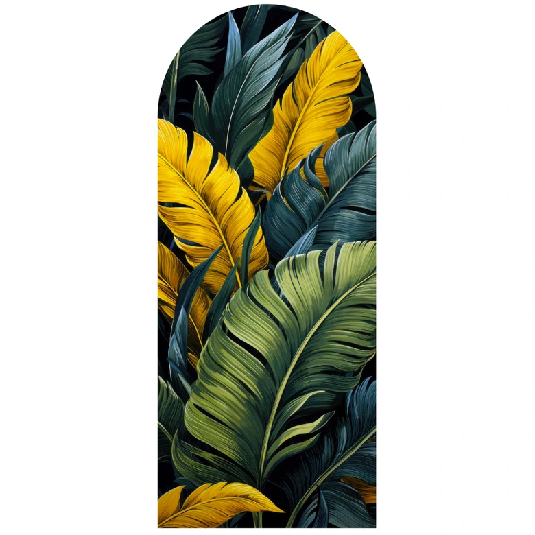 Wandtattoo Rundbogen Wandpaneel Bunte Palmenblätter - Jaszke - schmal 