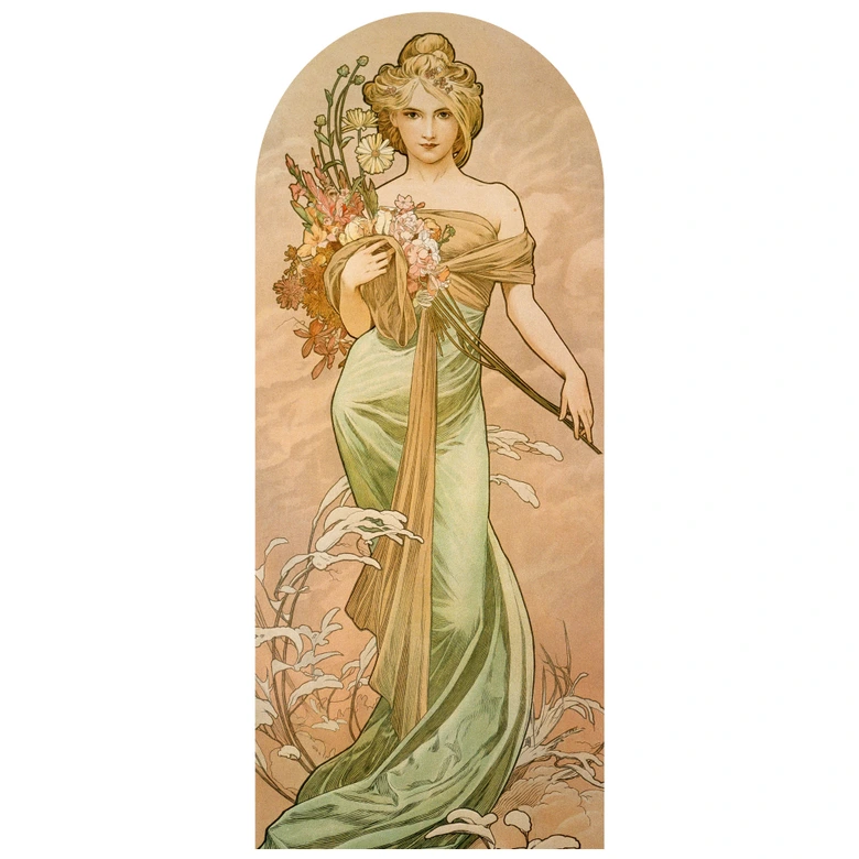 Wandtattoo Rundbogen Wandpaneel Die Jahreszeiten: Der Frühling - Mucha - schmal 