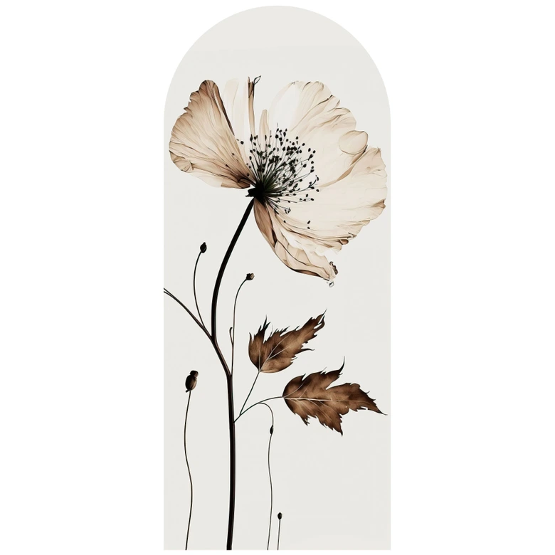Wallsticker rundbue vægpanel tørret blomst i creme - Treechild - smal 
