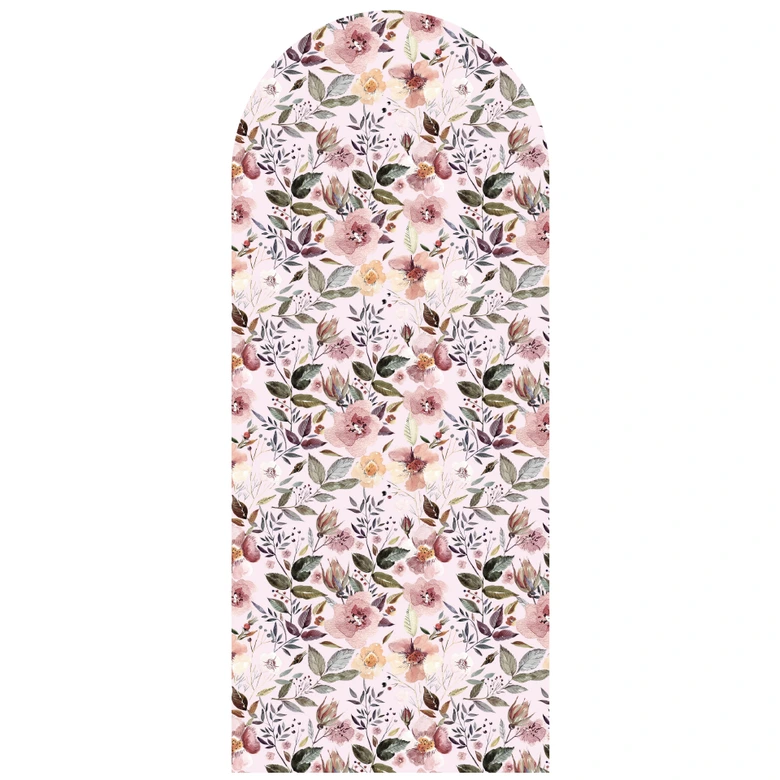 Wandtattoo Rundbogen Wandpaneel Blüten in Aquarell - UN Design - schmal 