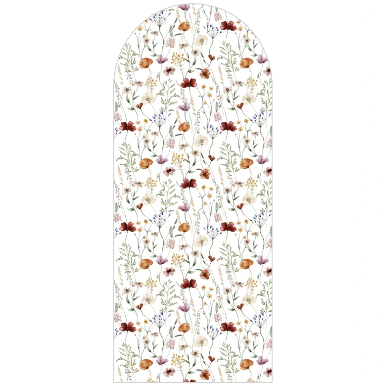 Wandtattoo Rundbogen Wandpaneel Bunte Wildblumen - UN Design - schmal 