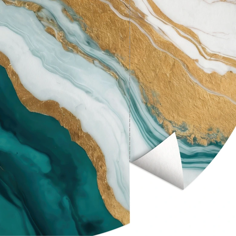 Wall Mural Marble River of Gold and Jade - Alpenglow Workshop - Round - non self-adhesive/self-adhesive wallpapers 