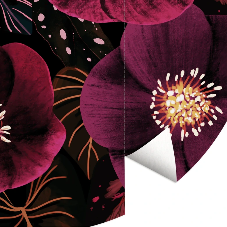 Fotomural de flores en tonos púrpura - Ilustración de anís - Redondo - Papel pintado autoadhesivo/no tejido 