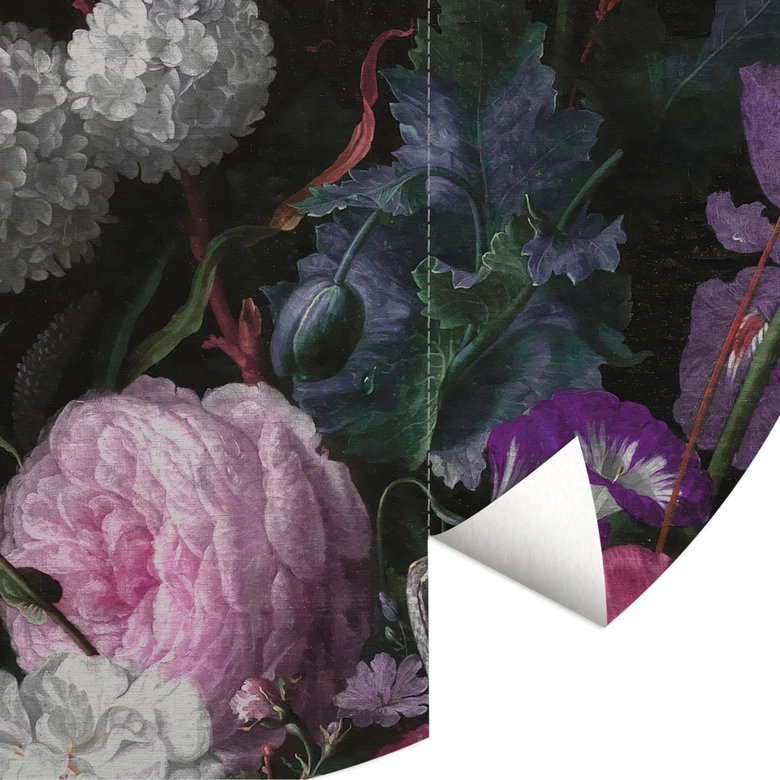 Fleurs Papier peint photo Bouquet floral style mignonnette - Bloomery Decor - Rond - papier peint intissé/papier peint intissé autocollant 