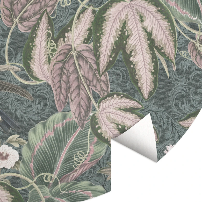 Kolibri i en tropisk skog Fototapet - Bloomery Decor - Rund - självhäftande/icke-vävd 