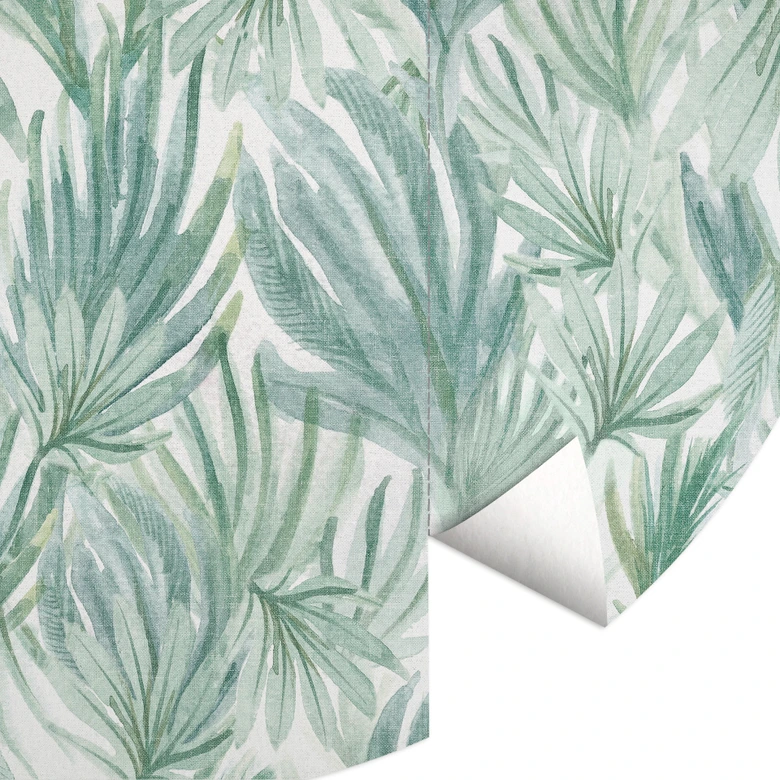 Papel pintado Botánico verde - hojas de palmera en la jungla - Bloomery Decor - Redondo - Autoadhesivo/no tejido 