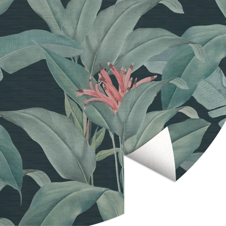 Botanical Wall Mural Urban Jungle Tropical Leaves Green - Bloomery Decor - Round - Self-adhesive/non-woven 