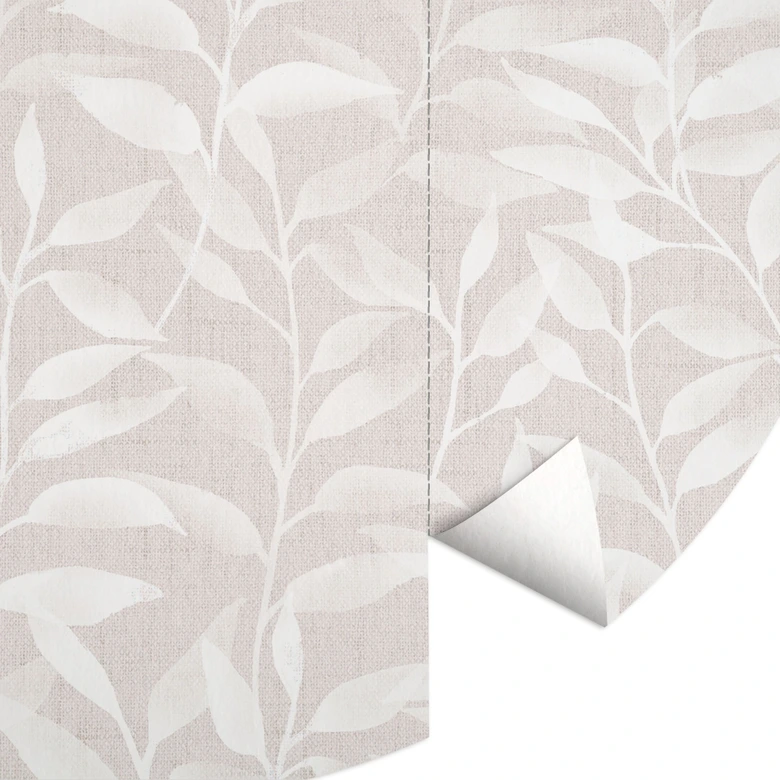 Fototapete Zarte Aquarell-Blätter - Soft Beige - Bloomery Decor - Rund - Selbstklebend/Vlies 