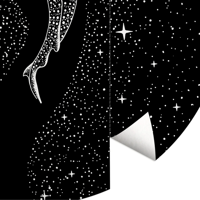 Schlafzimmer Fototapete - Walhai im Ozean der Sternen - Cakir - Rund - Selbstklebend/Vlies 