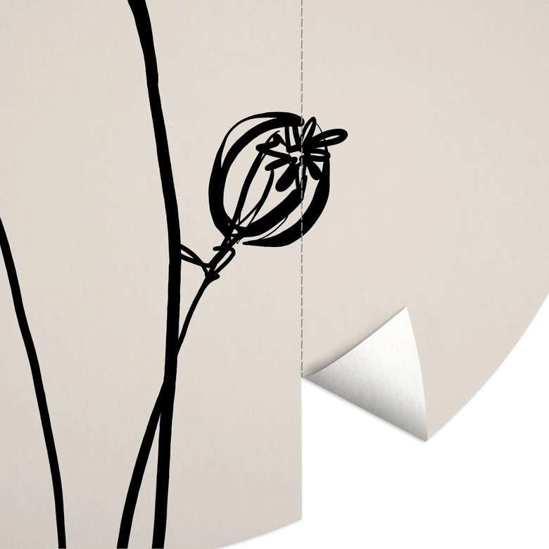 Papel Pintado Line Art Poppy - Cats & Dotz - Redondo - Autoadhesivo/no tejido 