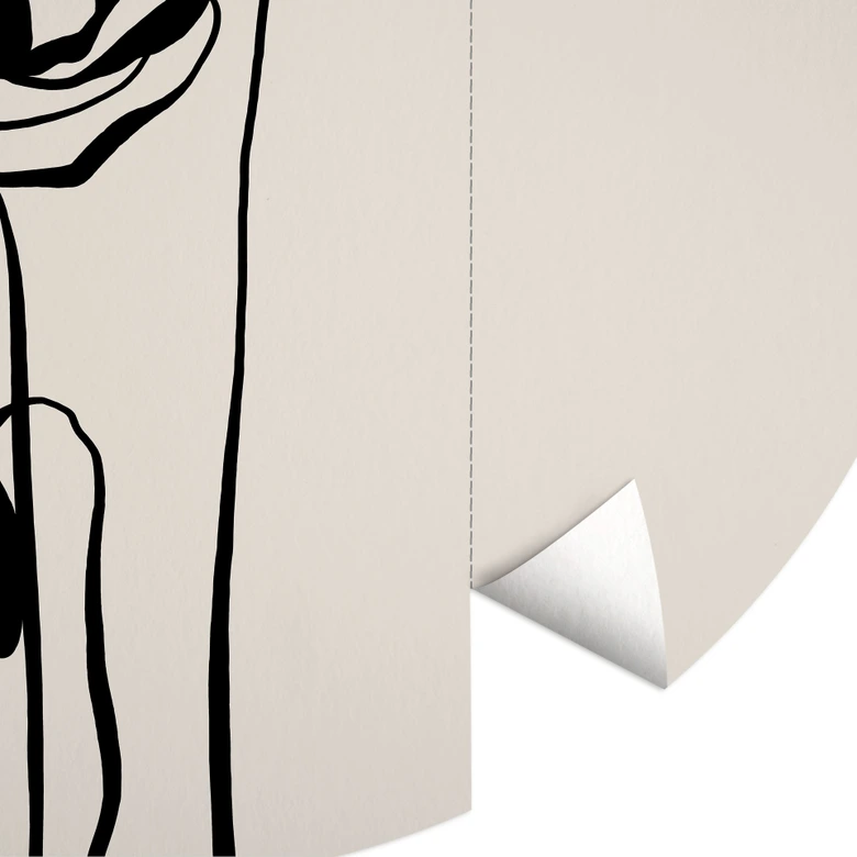 Fototapete Line Art Zwei Mohnblumen - Cats & Dotz - Rund - Selbstklebend/Vlies 