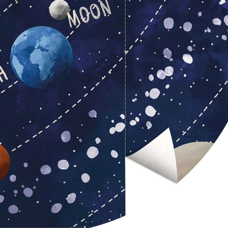 Zonnestelsel met planeten en zon Fotobehang - Cats & Dotz - Rond - Zelfklevend/niet-geweven 
