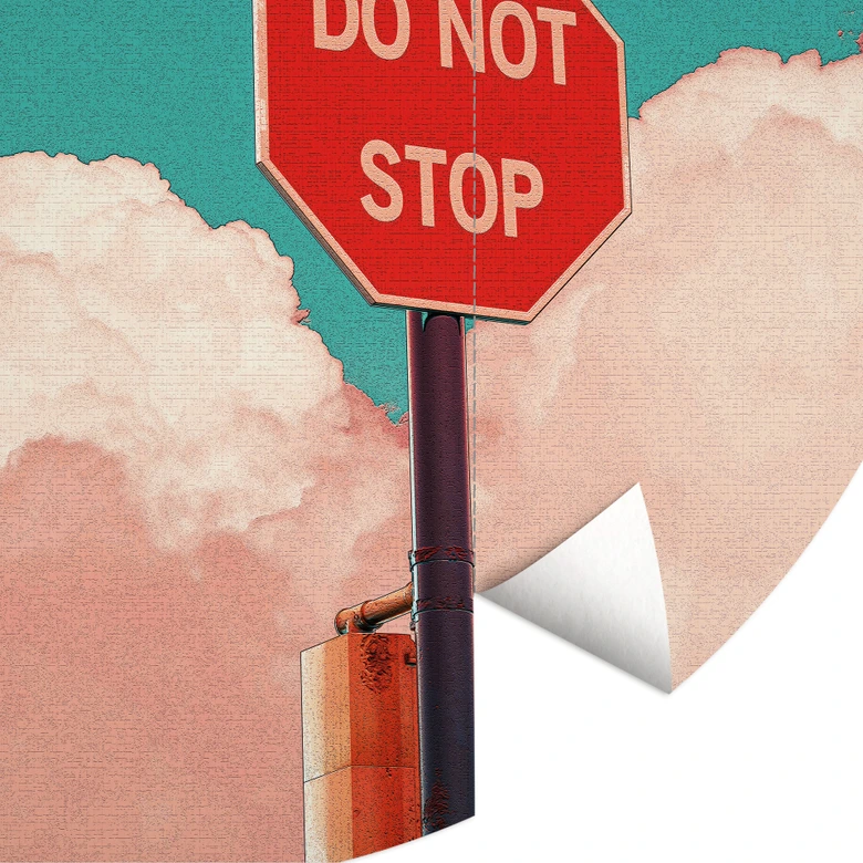 Behangcirkel Do Not Stop - Bord voor turquoise blauwe lucht - CosmoZach - vliesbehang/zelfklevend vliesbehang 