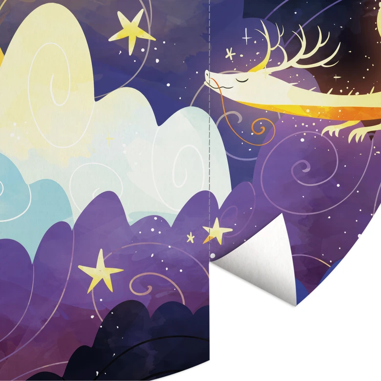 Kinder-Fototapete Drachenflug durch Sternenwolken - DigitalArtsi - Rund - Selbstklebend/Vlies 