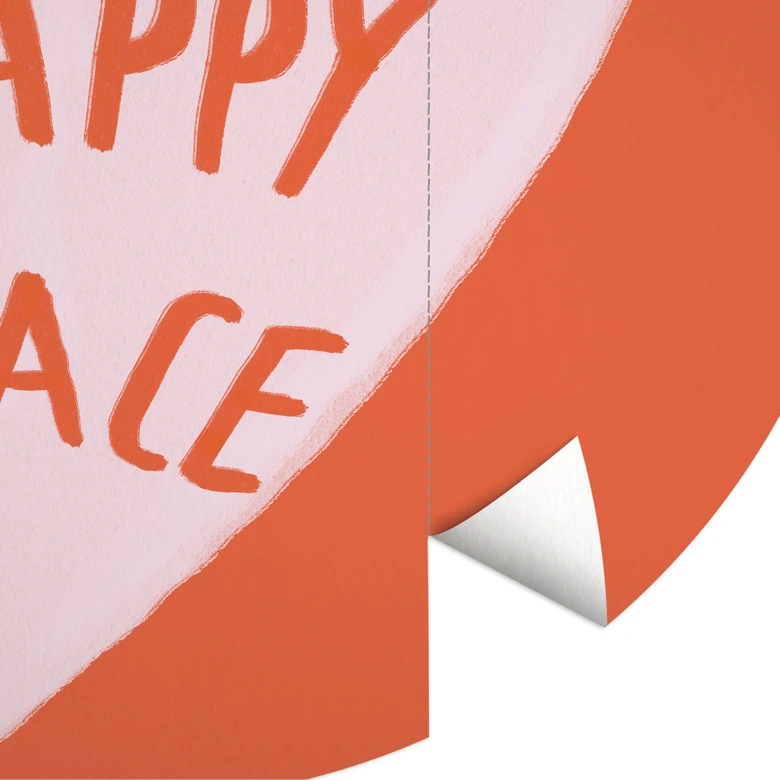 Fotomural con el refrán - Este es mi lugar feliz con corazón - Fritsch - Redondo - Papel pintado autoadhesivo/no tejido 