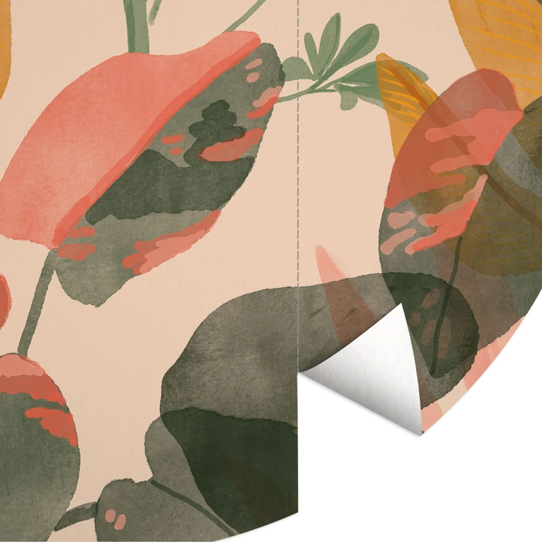 Fototapeta ogród z tropikalnymi roślinami - Goed Blauw - Round - tapeta flizelinowa/tapeta flizelinowa samoprzylepna 