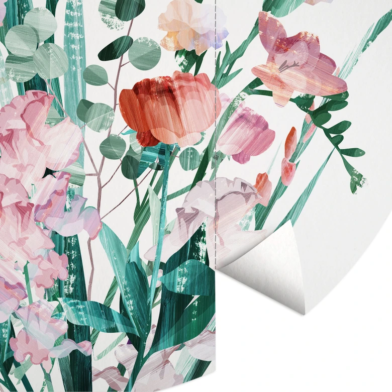 Blumen Fototapete Wildblumen Bouquet im Frühling - Goed Blauw - Rund - Selbstklebend/Vlies 