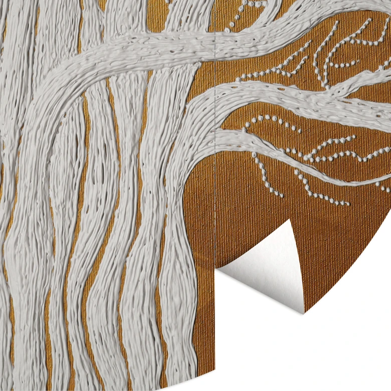 Wall Mural White tree of life abstract | Gold-white tree art - Grande - Round - non self-adhesive/self-adhesive wallpapers 