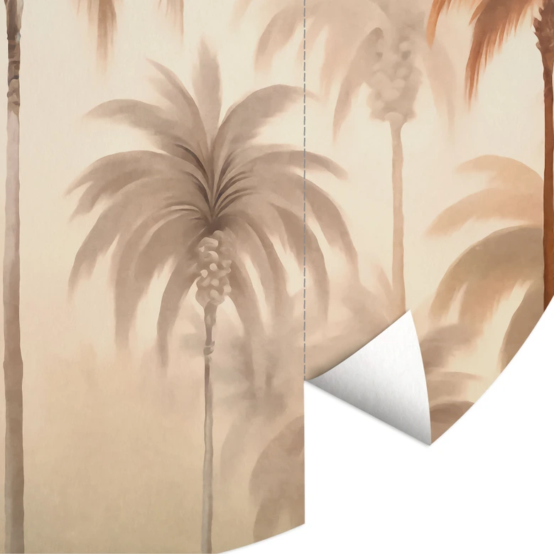 Fototapete Tropische Landschaft mit Palmen - Haase - Rund - Selbstklebend/Vlies 
