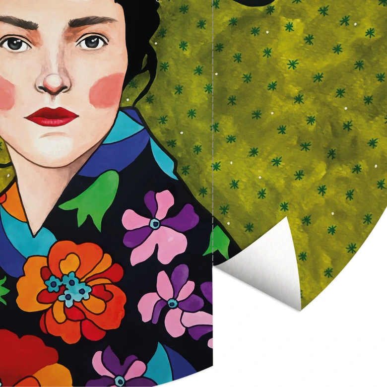 Fototapete Frau mit Schmetterling im Haar - Hülya - Rund - Selbstklebend/Vlies 