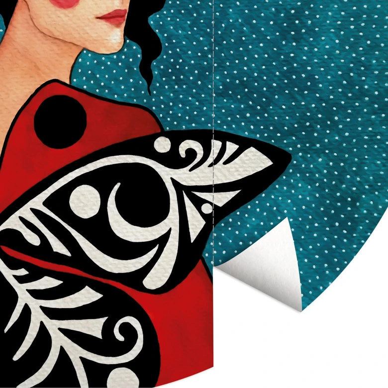 Fototapete Frau mit Schmetterlingsflügeln - Hülya - Rund - Selbstklebend/Vlies 