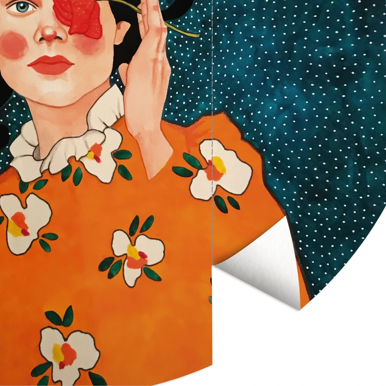 Mystisk kvinna med ros Fototapet - Hülya - Rund - självhäftande / ovävd 