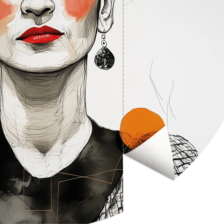 Frida Kahlo popkonstporträtt Fototapet - Jaszke - Rund - non-woven tapet/självhäftande non-woven tapet 