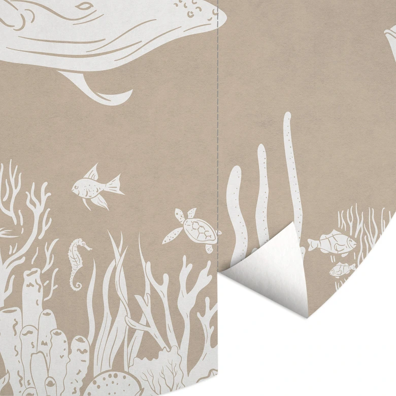 Fascinerende zeedieren in de oceaan Fotobehang - Bruin - Kikki Belle - Rond - vliesbehang/zelfklevend vliesbehang 