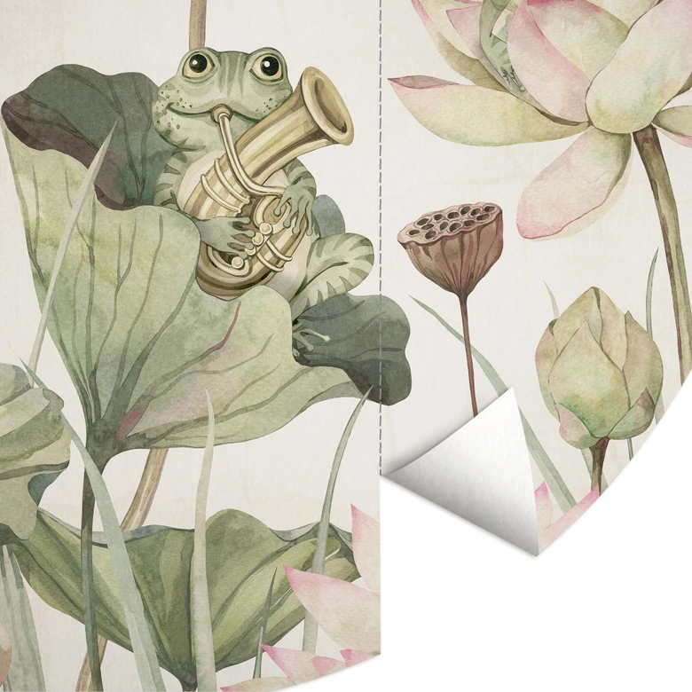 Behangcirkel Kikkerorkest op waterlelies - Kikki Belle - vliesbehang/zelfklevend vliesbehang 