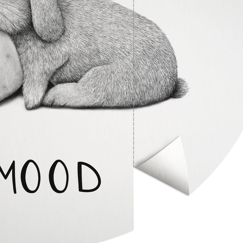 Fotomural Estado de ánimo del lunes - Liebre el lunes por la mañana - Korenkova - Redondo - Papel pintado autoadhesivo/no tejido 