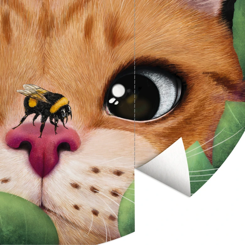 Kindertapete Süße Katze im Busch | Haustiere - Korenkova - Rund - Selbstklebend/Vlies 