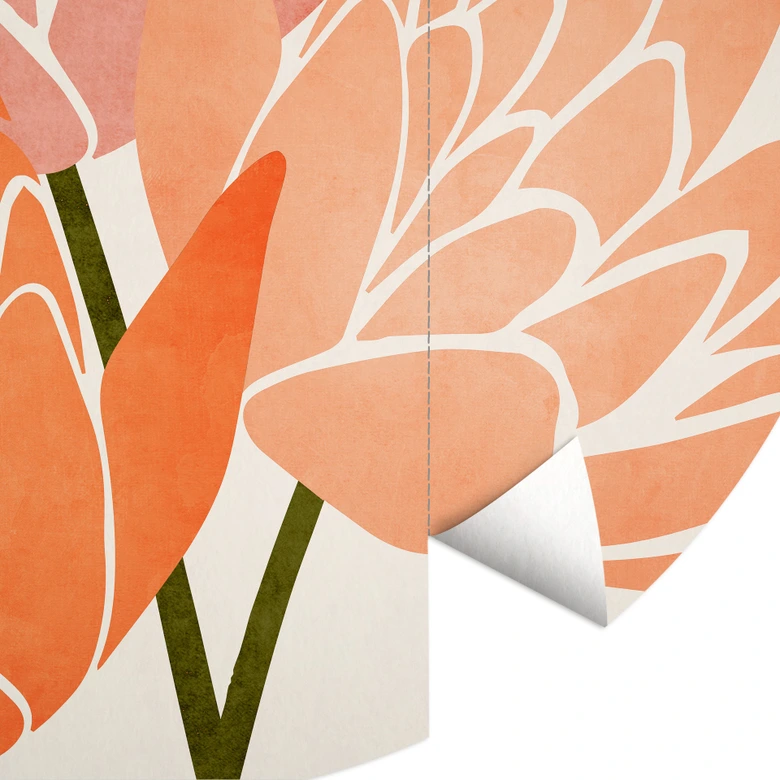 Fotomural de flores de loto de colores - Cubistika - Redondo - Papel pintado autoadhesivo/no tejido 