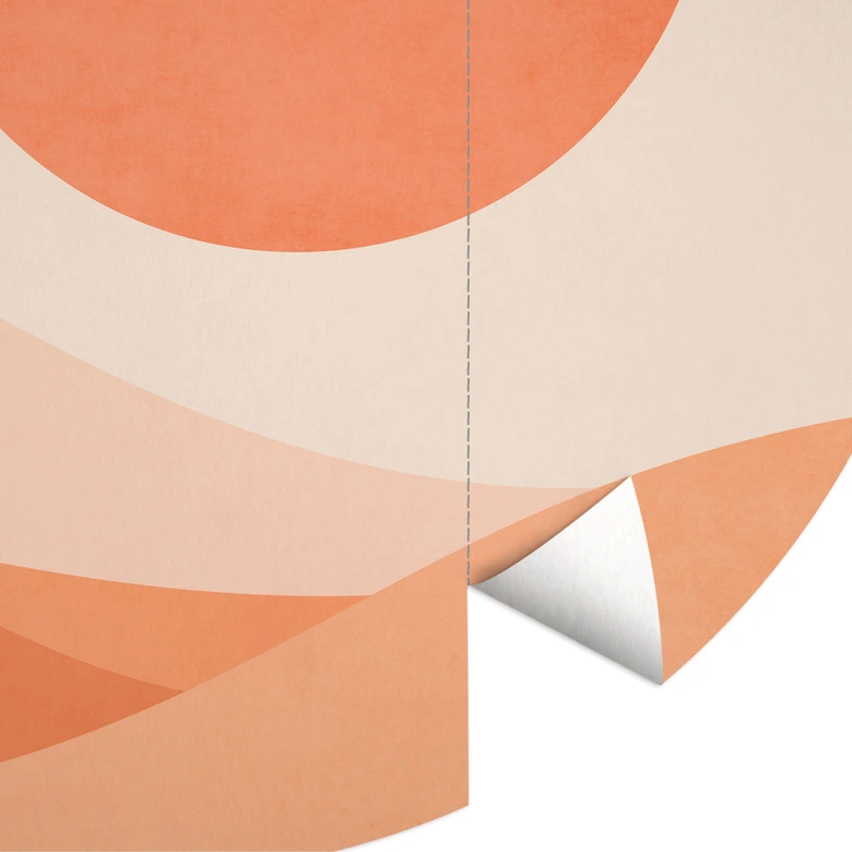 Round wall mural Harmonious landscape orange - Kubistika - non self-adhesive/self-adhesive wallpapers 