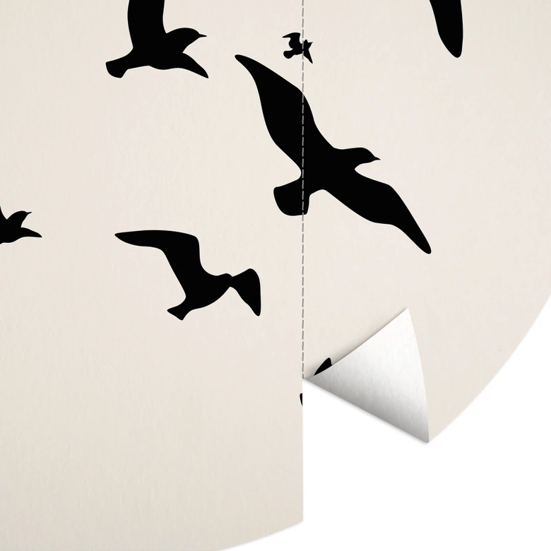 Fototapet Flyttfåglar på väg söderut - Kubistika - Rund - non-woven tapet/självhäftande non-woven tapet 