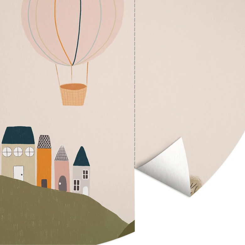 Behangcirkel Kleurrijke heteluchtballonnen in de lucht - Menina Lisboa - vliesbehang/zelfklevend vliesbehang 