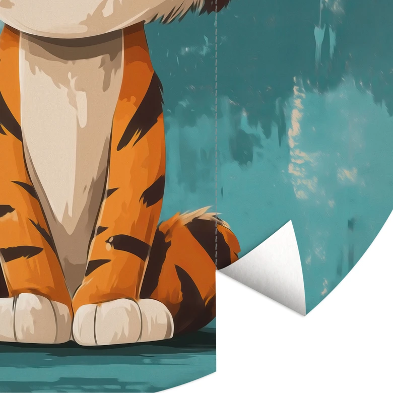 Wall Mural Happy tiger cub | baby room | nursery - Magnusson - Round - non self-adhesive/self-adhesive wallpapers 
