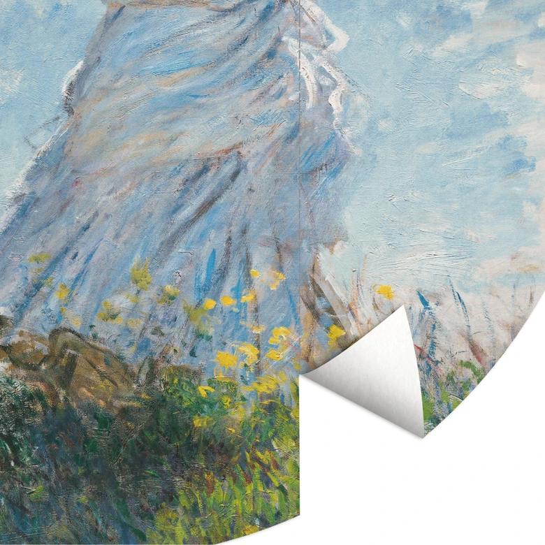 Fototapete Monet - Frau mit Sonnenschirm - Madame Monet und ihr Sohn - Rund - Selbstklebend/Vlies 