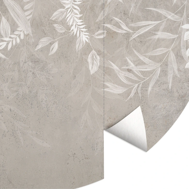 Fototapete Botanik - Elegante Weidenzweige in Beige - Ms Tiff - Rund - Selbstklebend/Vlies 